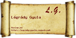 Légrády Gyula névjegykártya